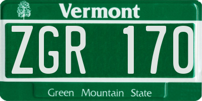 VT license plate ZGR170