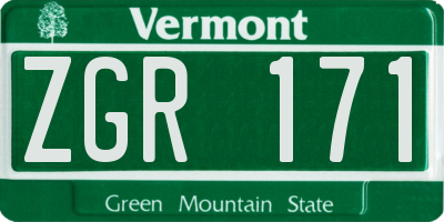 VT license plate ZGR171
