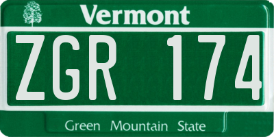 VT license plate ZGR174