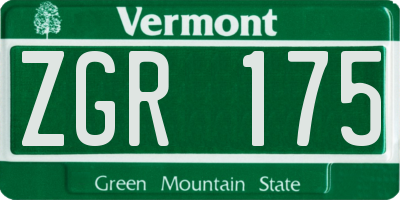 VT license plate ZGR175