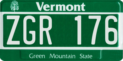 VT license plate ZGR176