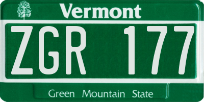 VT license plate ZGR177