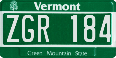 VT license plate ZGR184