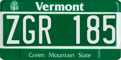 VT license plate ZGR185