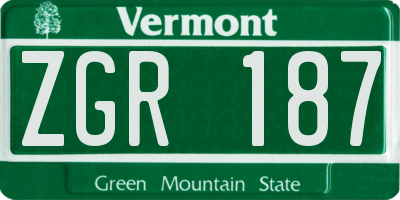 VT license plate ZGR187
