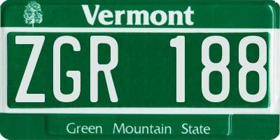 VT license plate ZGR188