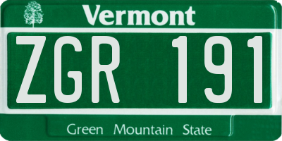VT license plate ZGR191