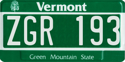 VT license plate ZGR193