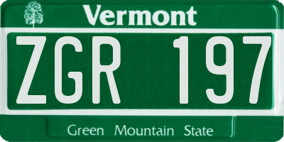 VT license plate ZGR197
