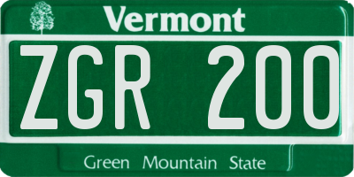 VT license plate ZGR200