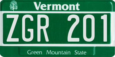 VT license plate ZGR201