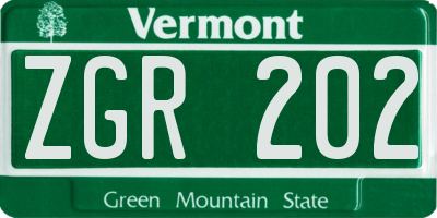 VT license plate ZGR202