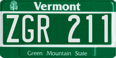 VT license plate ZGR211