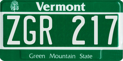 VT license plate ZGR217