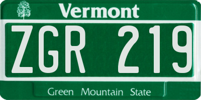 VT license plate ZGR219
