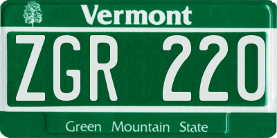 VT license plate ZGR220
