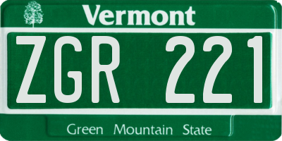 VT license plate ZGR221