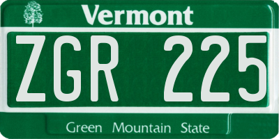 VT license plate ZGR225