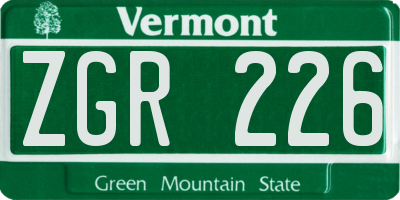VT license plate ZGR226