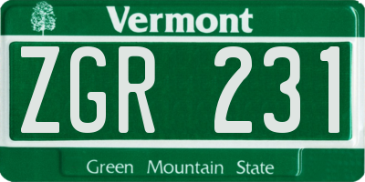 VT license plate ZGR231