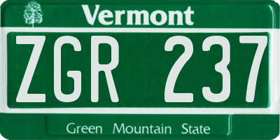 VT license plate ZGR237