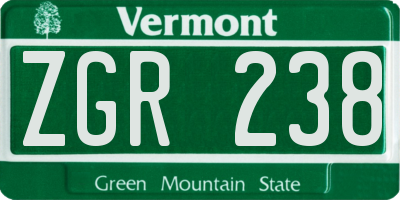 VT license plate ZGR238