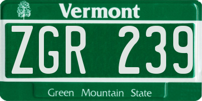VT license plate ZGR239