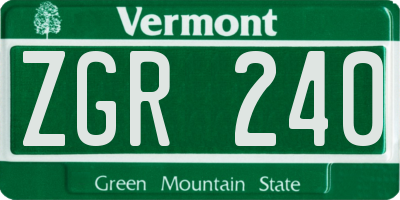 VT license plate ZGR240