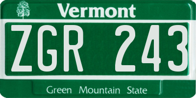 VT license plate ZGR243
