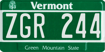VT license plate ZGR244