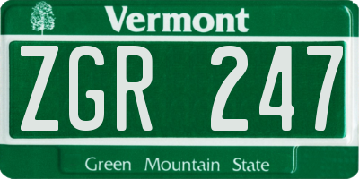 VT license plate ZGR247