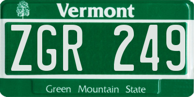 VT license plate ZGR249