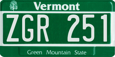 VT license plate ZGR251