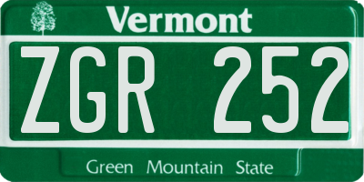 VT license plate ZGR252
