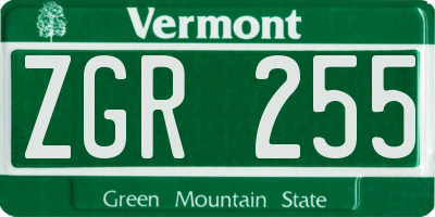 VT license plate ZGR255