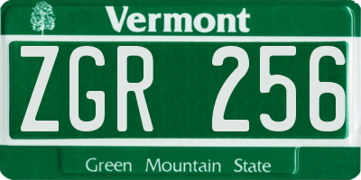 VT license plate ZGR256