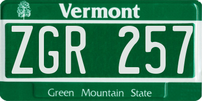 VT license plate ZGR257