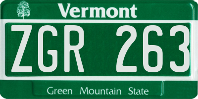 VT license plate ZGR263