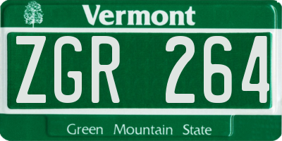 VT license plate ZGR264
