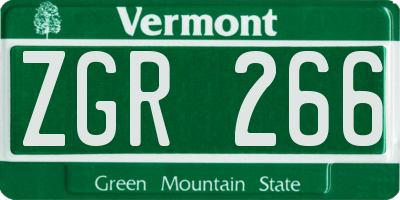 VT license plate ZGR266
