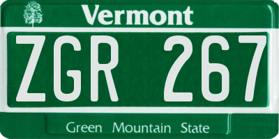 VT license plate ZGR267