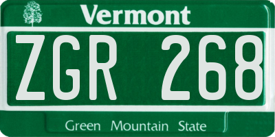 VT license plate ZGR268