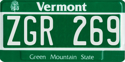 VT license plate ZGR269