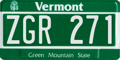 VT license plate ZGR271