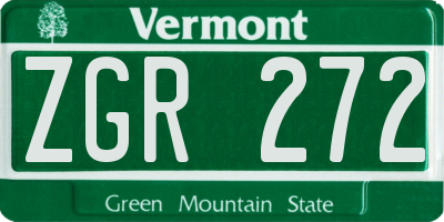 VT license plate ZGR272