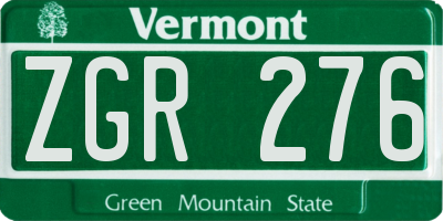 VT license plate ZGR276