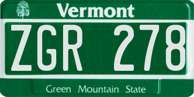 VT license plate ZGR278