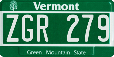 VT license plate ZGR279