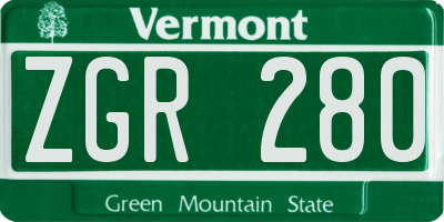 VT license plate ZGR280