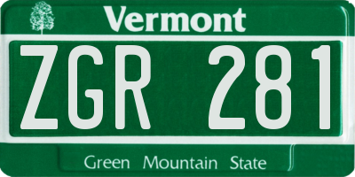 VT license plate ZGR281